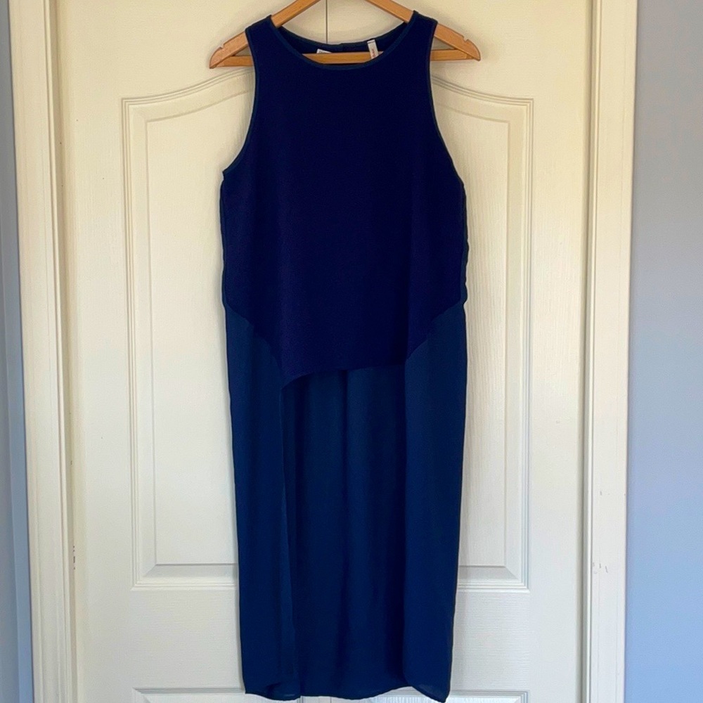 Orange Creek Blue Hi-Low Top with Sheer Back Large